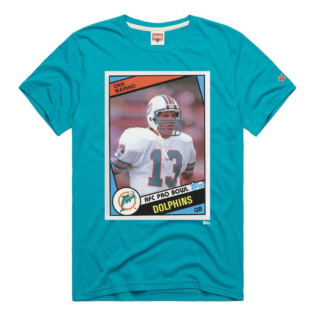 Dan Marino Miami Dolphins Homage Unisex NFL Topps Trading Card Tri-Blend T-Shirt - Aqua outlet