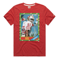 Jerry Rice San Francisco 49ers Homage Unisex NFL Topps Trading Card Tri-Blend T-Shirt - Scarlet on sale