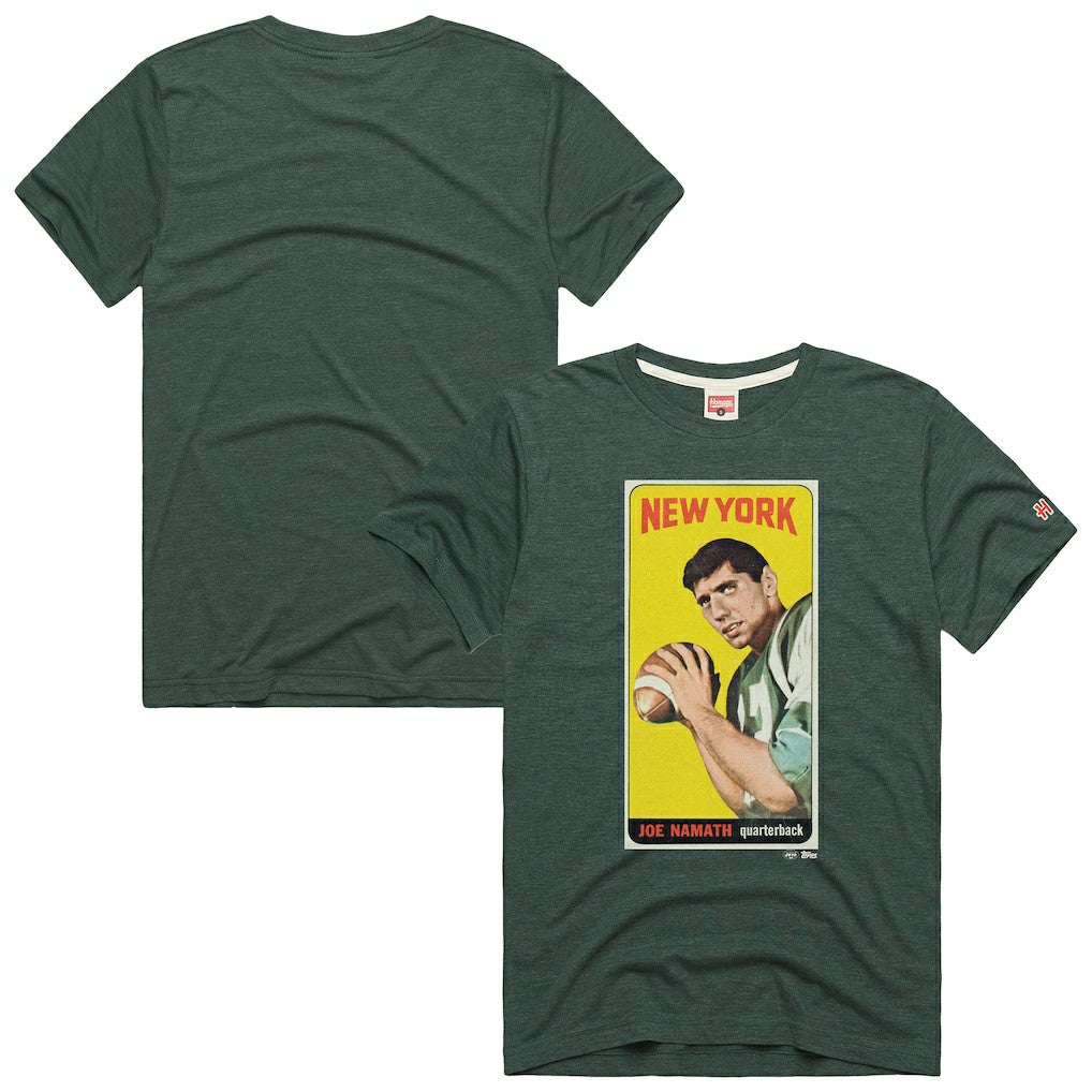 Joe Namath New York Jets Homage Unisex NFL Topps Trading Card Tri-Blend T-Shirt - Green sale