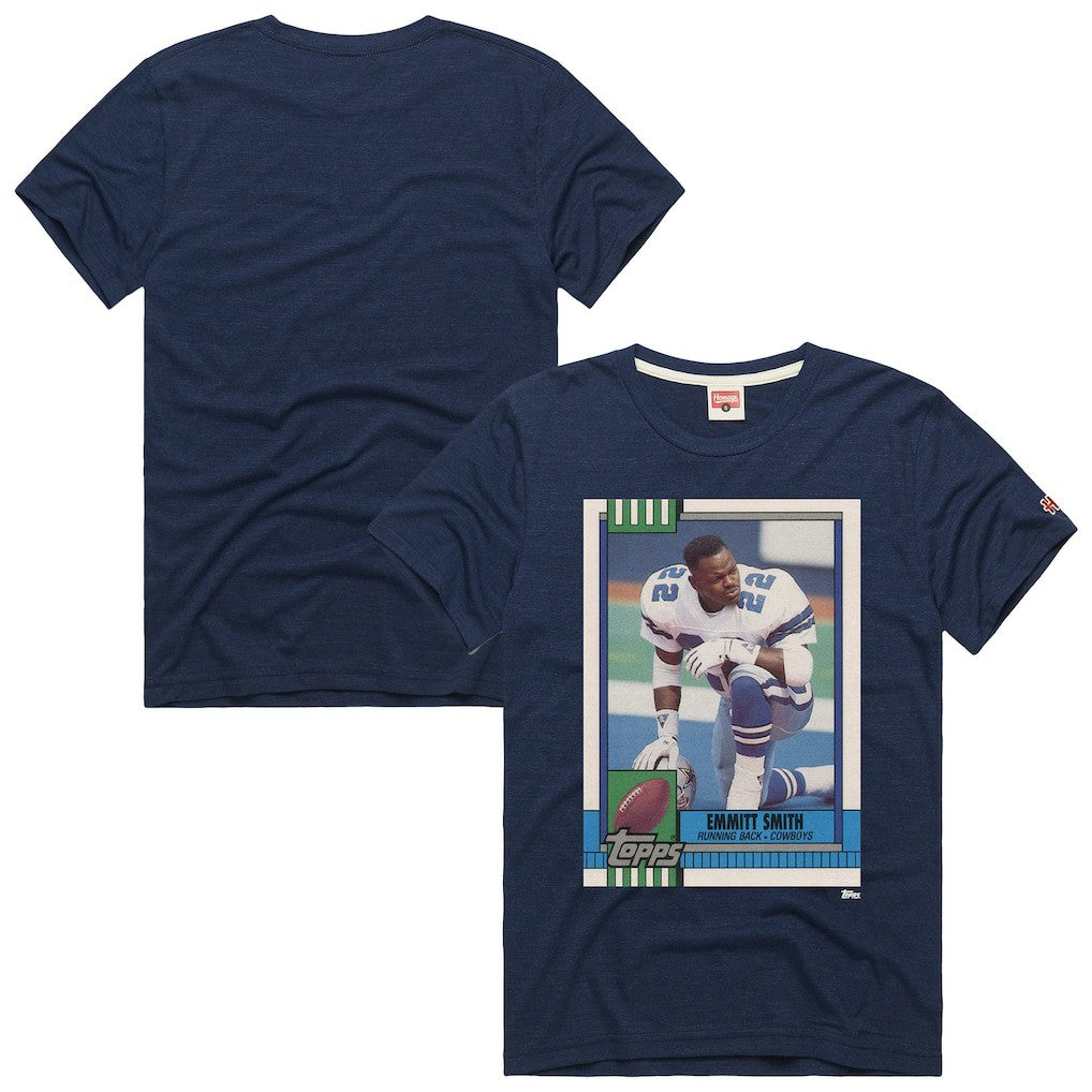 Emmitt Smith Dallas Cowboys Homage Unisex NFL Topps Trading Card Tri-Blend T-Shirt - Navy cheap