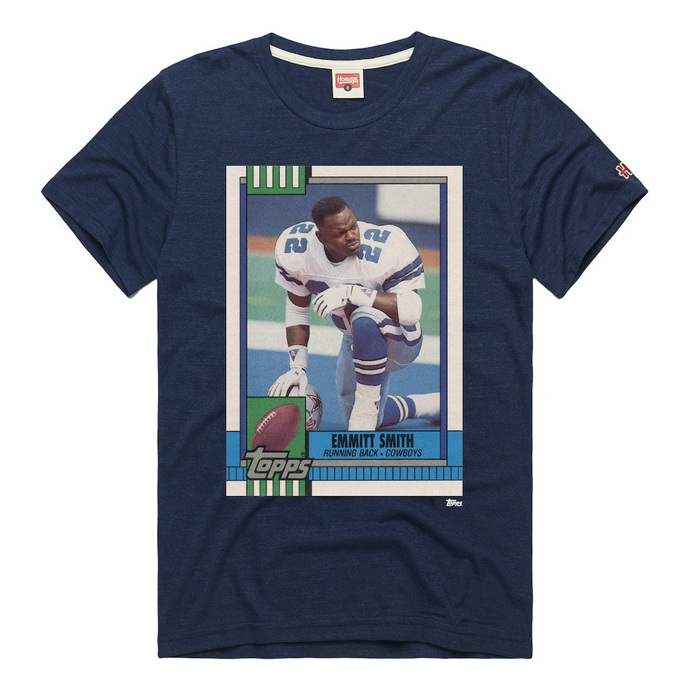 Emmitt Smith Dallas Cowboys Homage Unisex NFL Topps Trading Card Tri-Blend T-Shirt - Navy cheap
