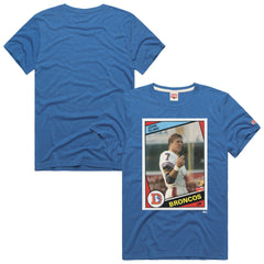 John Elway Denver Broncos Homage Unisex NFL Topps Trading Card Tri-Blend T-Shirt - Royal for sale