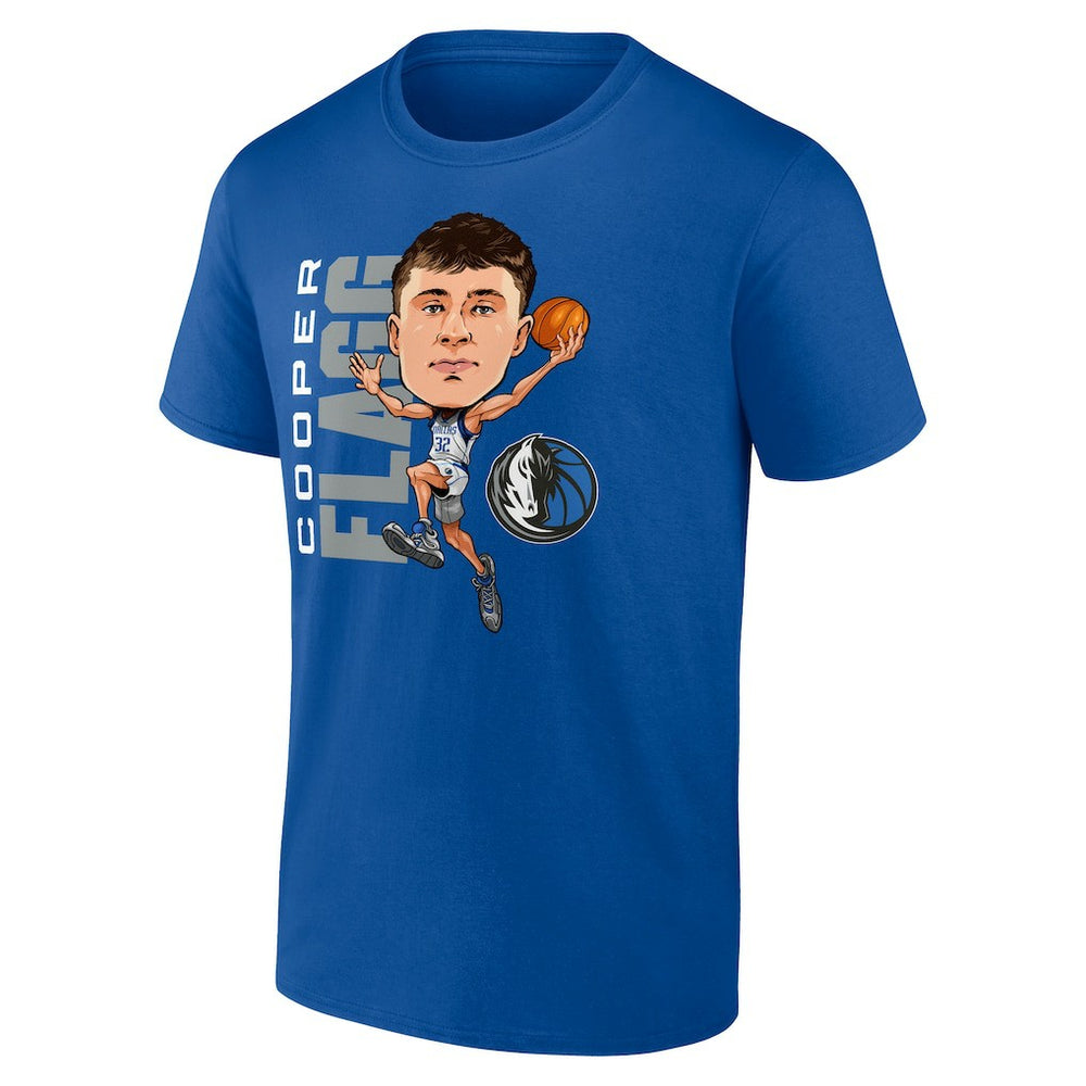 Cooper Flagg Dallas Mavericks Caricature T-Shirt sale - Blue sale