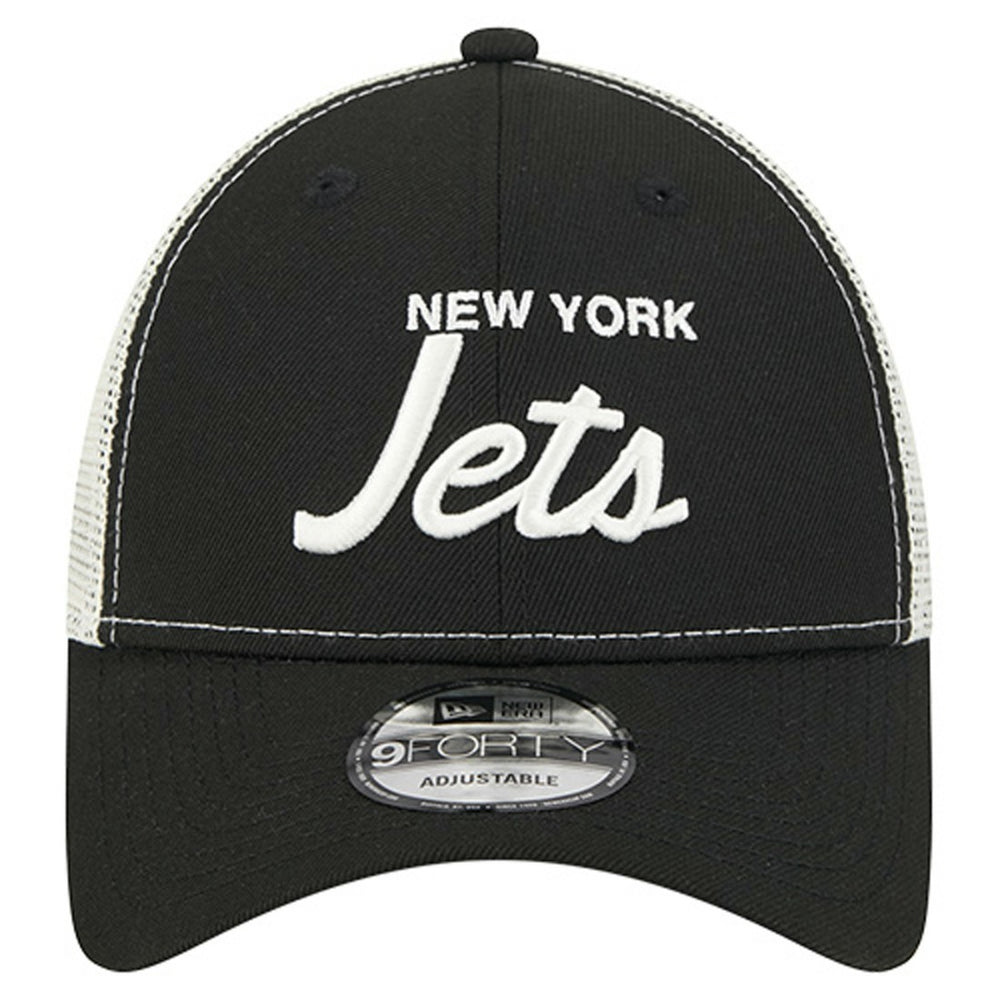 New York Jets New Era Apple Trucker 9FORTY Adjustable Hat - Black for sale