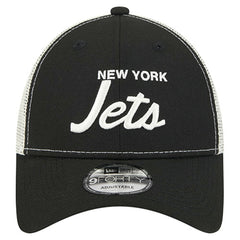New York Jets New Era Apple Trucker 9FORTY Adjustable Hat - Black for sale