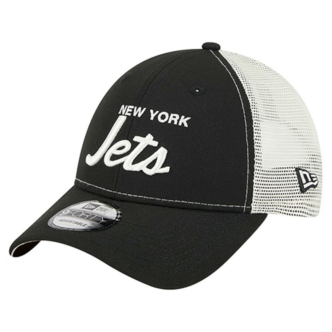 New York Jets New Era Apple Trucker 9FORTY Adjustable Hat - Black for sale