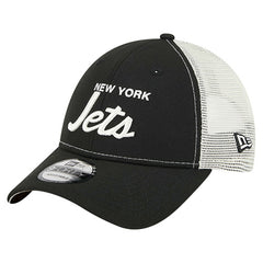 New York Jets New Era Apple Trucker 9FORTY Adjustable Hat - Black for sale
