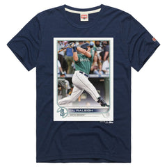 Cal Raleigh Seattle Mariners Homage Topps Baseball Card Player Tri-Blend T-Shirt - Navy
