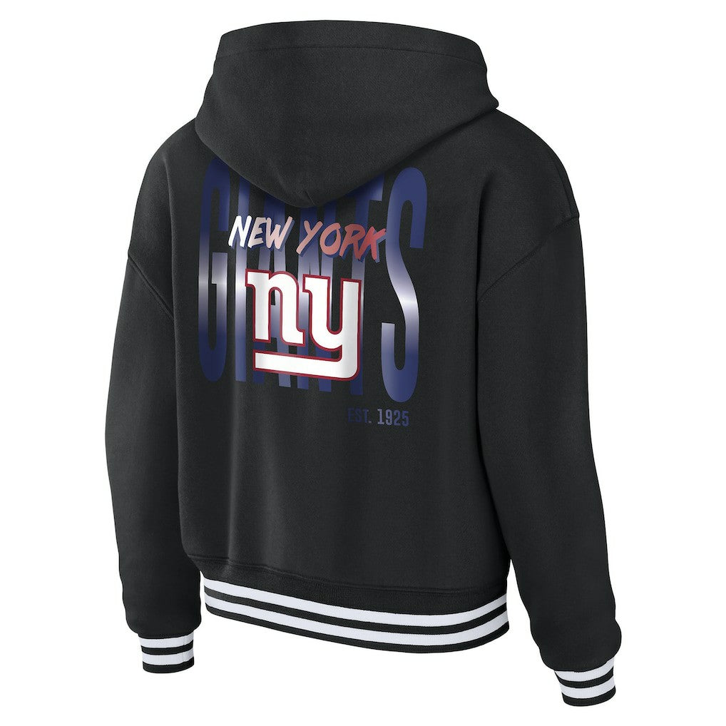 New York Giants WEAR by Erin Andrews Women's Lace-Up Fleece Hoodie - Black cheap