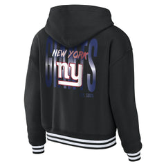 New York Giants WEAR by Erin Andrews Women's Lace-Up Fleece Hoodie - Black cheap