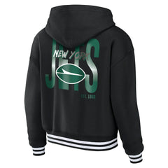 New York Jets WEAR by Erin Andrews Women's Lace-Up Fleece Hoodie - Black discount
