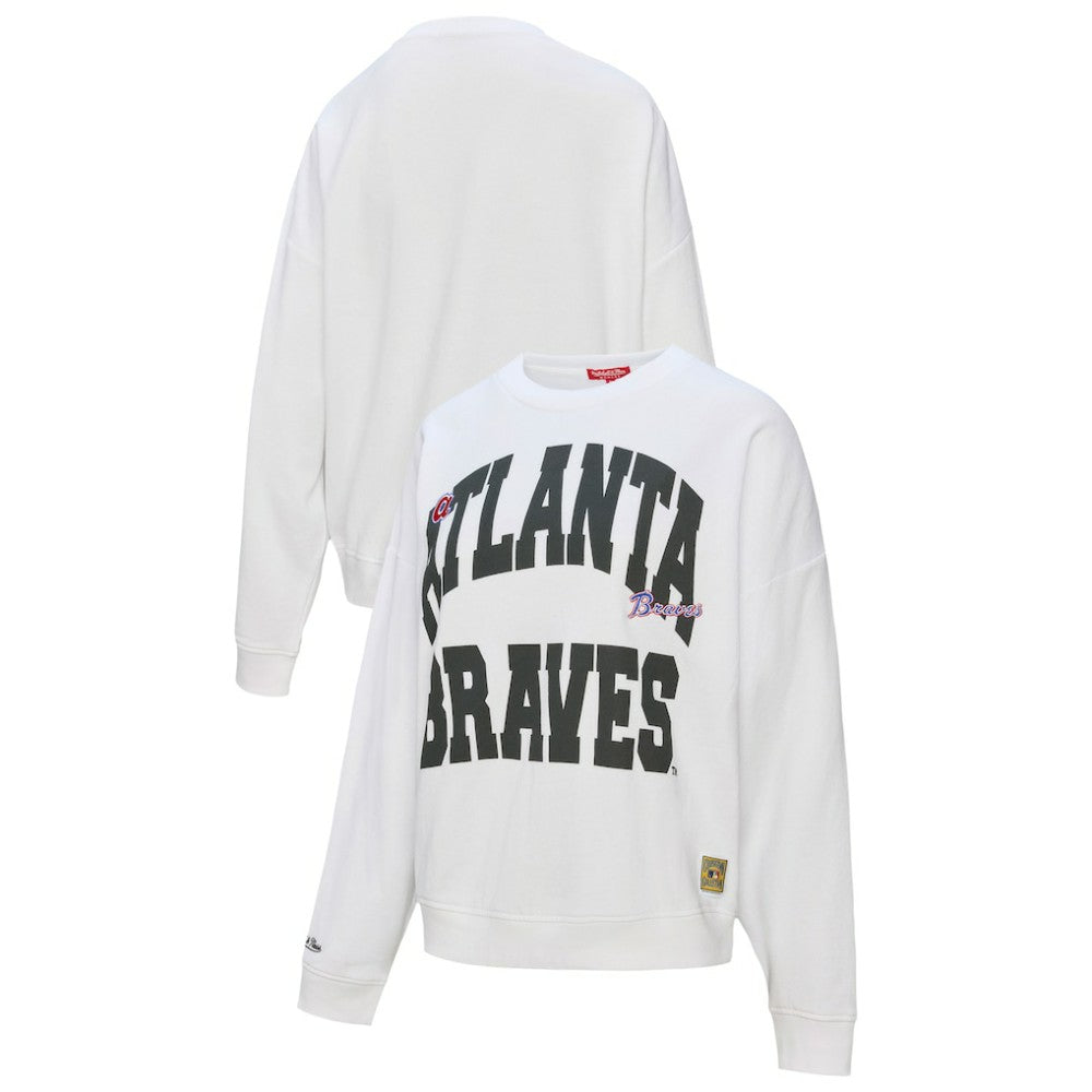 Atlanta Braves Women's Oversized Cooperstown Sweatshirt - White | Mitchell & Ness