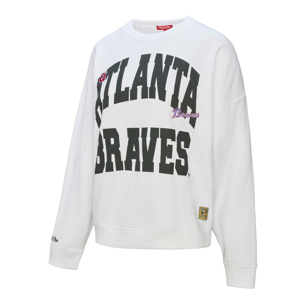 Atlanta Braves Women's Oversized Cooperstown Sweatshirt - White | Mitchell & Ness