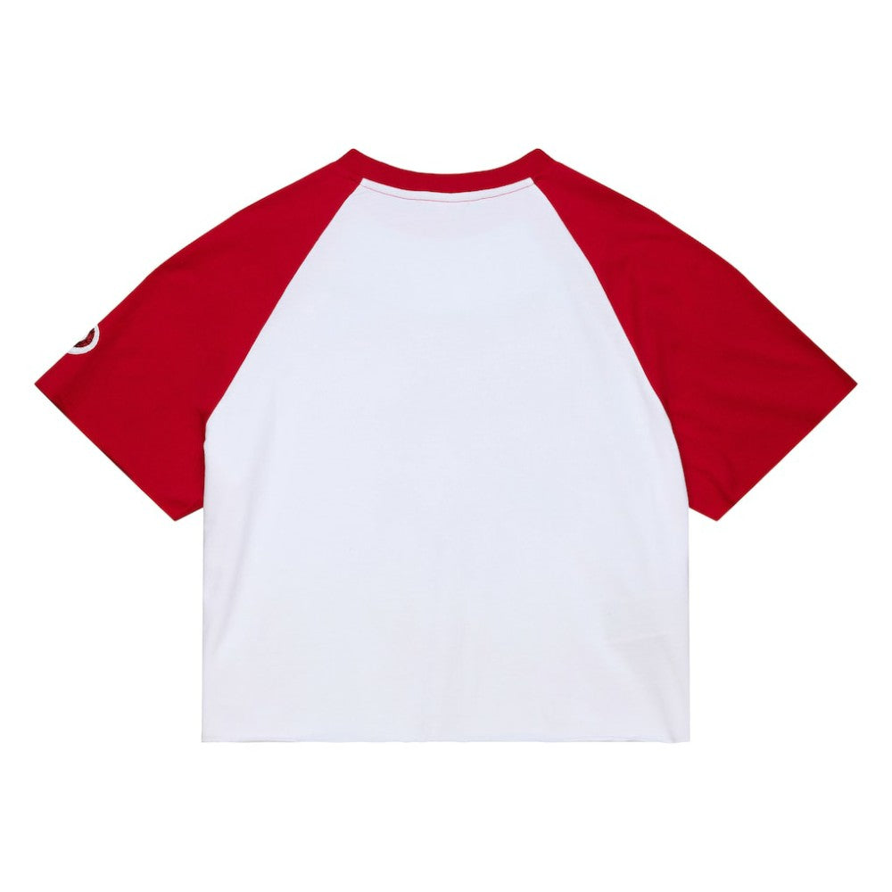 Philadelphia Phillies Women's Cropped Raglan Boxy T-Shirt - White | Mitchell & Ness