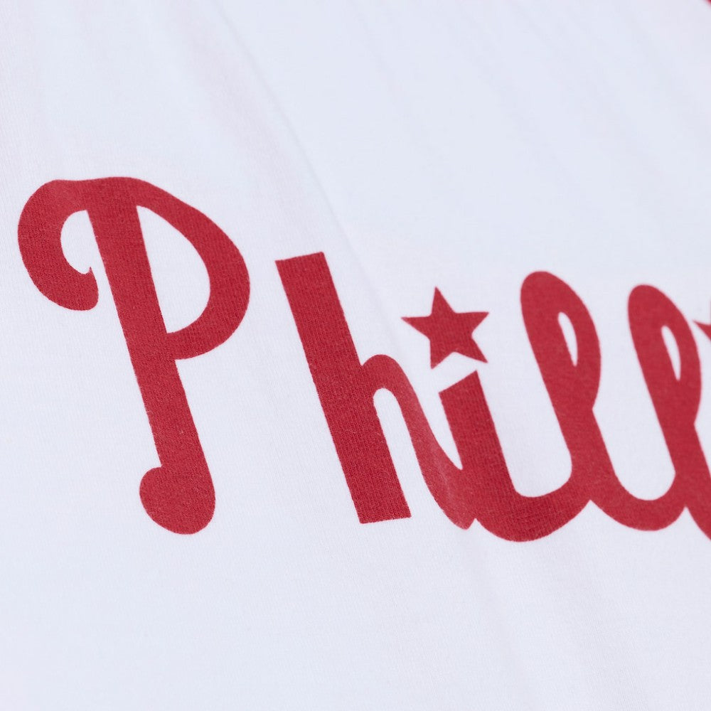 Philadelphia Phillies Women's Cropped Raglan Boxy T-Shirt - White | Mitchell & Ness
