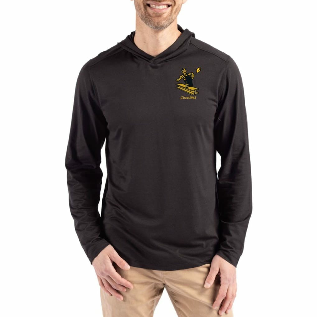 Pittsburgh Steelers Cutter & Buck Coastline Epic Comfort Eco Recycled Long Sleeve Hoodie T-Shirt - Black cheap