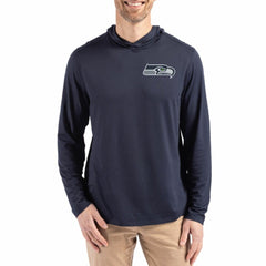 Seattle Seahawks Cutter & Buck Coastline Epic Comfort Eco Recycled Long Sleeve Hoodie T-Shirt - Navy online