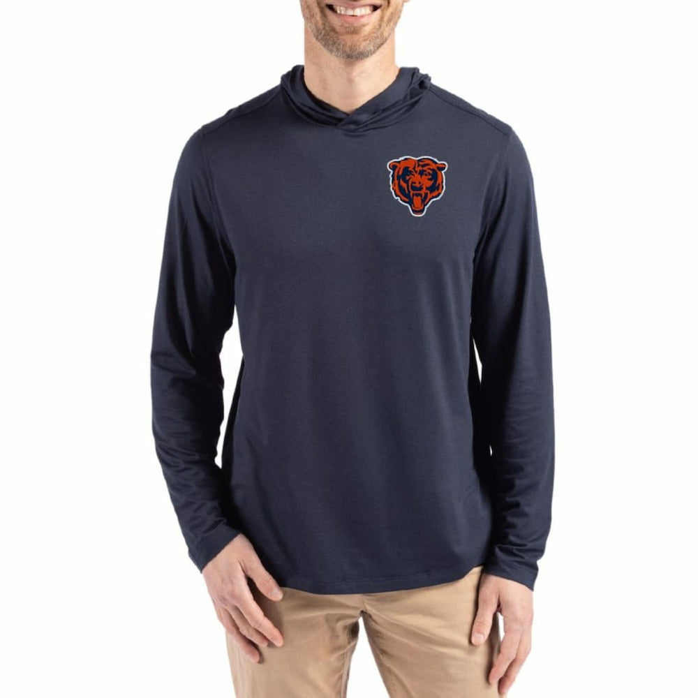 Chicago Bears Cutter & Buck Coastline Epic Comfort Eco Recycled Long Sleeve Hoodie T-Shirt - Navy on sale