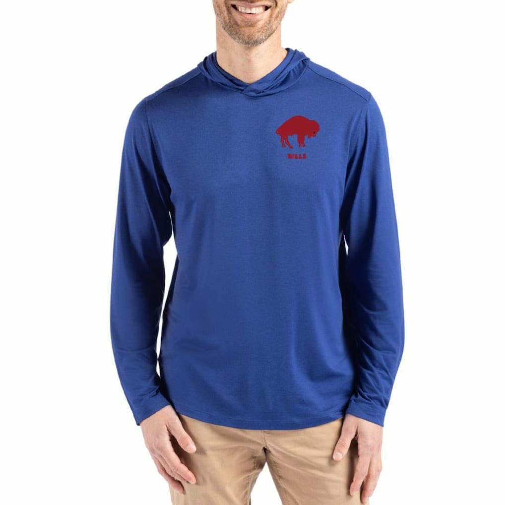 Buffalo Bills Cutter & Buck Coastline Epic Comfort Eco Recycled Long Sleeve Hoodie T-Shirt - Blue outlet