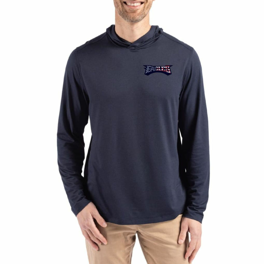 Philadelphia Eagles Cutter & Buck Americana Coastline Epic Comfort Eco Recycled Long Sleeve Hoodie T-Shirt - Navy online