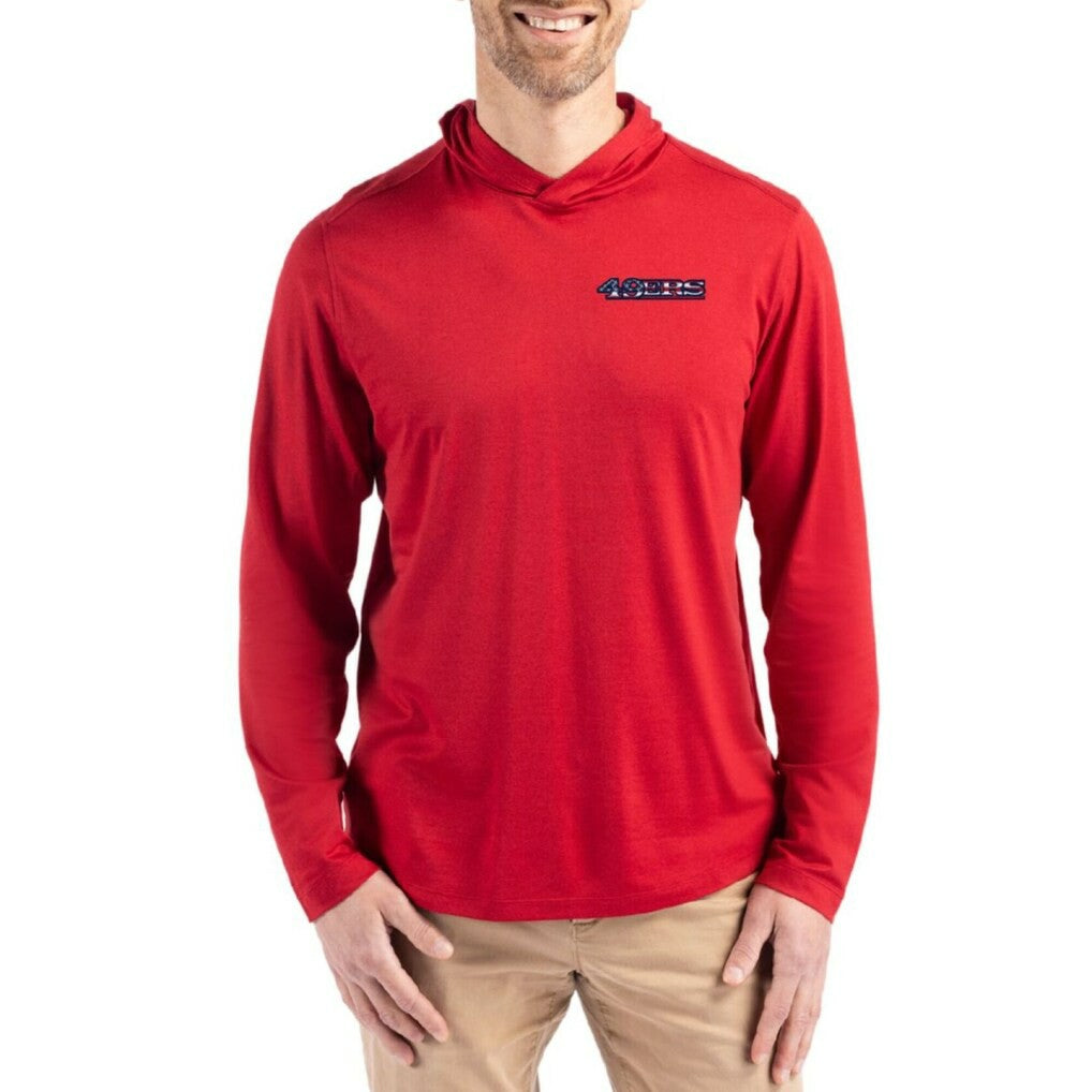 San Francisco 49ers Cutter & Buck Americana Coastline Epic Comfort Eco Recycled Long Sleeve Hoodie T-Shirt - Red sale
