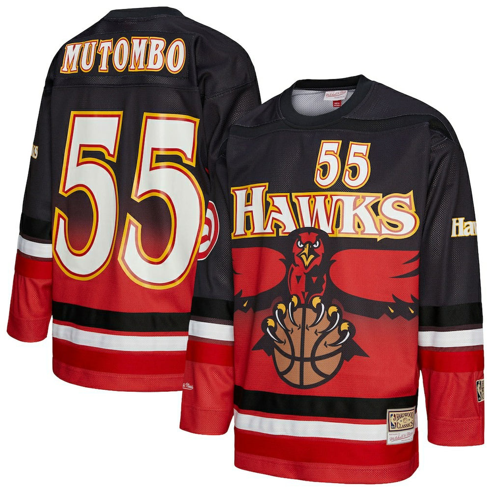 Dikembe Mutombo Atlanta Hawks Unisex Maxxed Out Fashion Hockey Jersey - Red | Mitchell & Ness cheap