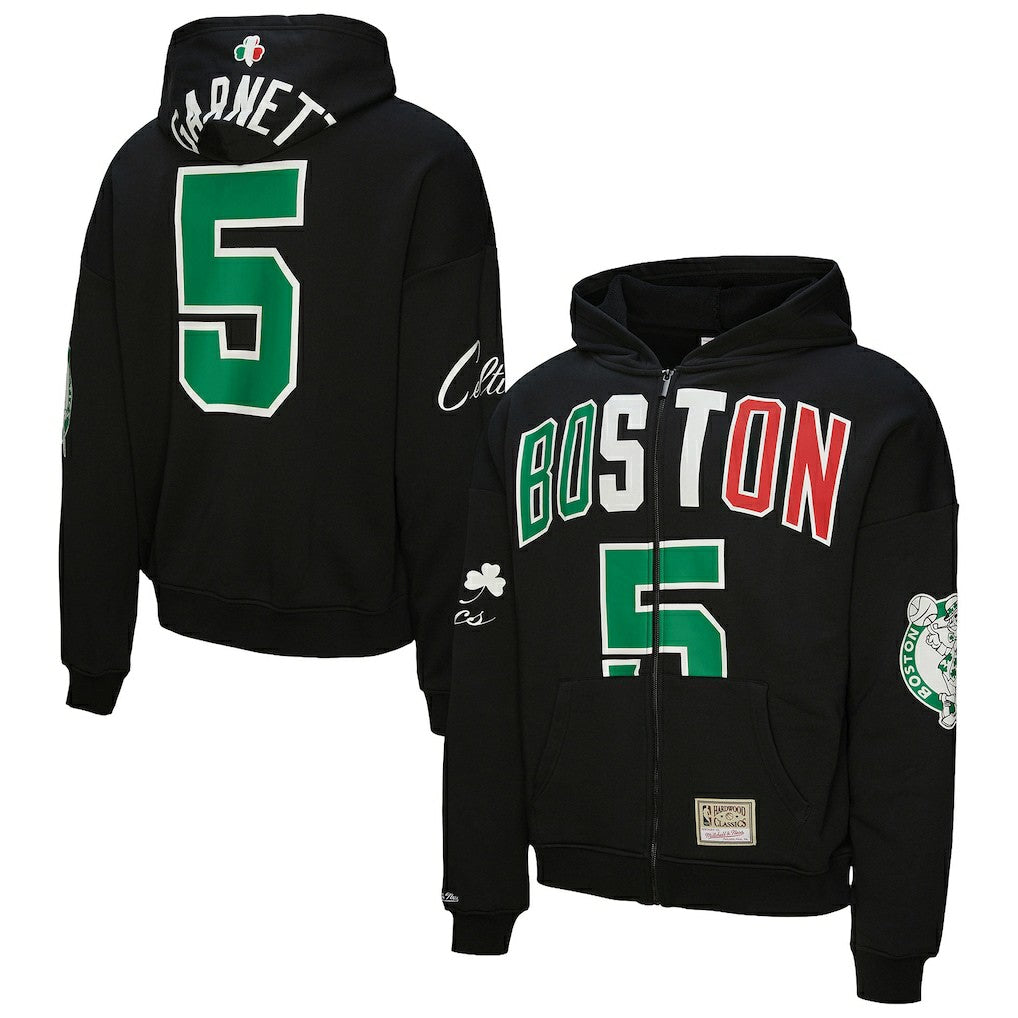 Kevin Garnett Boston Celtics Unisex Hardwood Classics Maxxed Out Full-Zip Hoodie - Black | Mitchell & Ness shop
