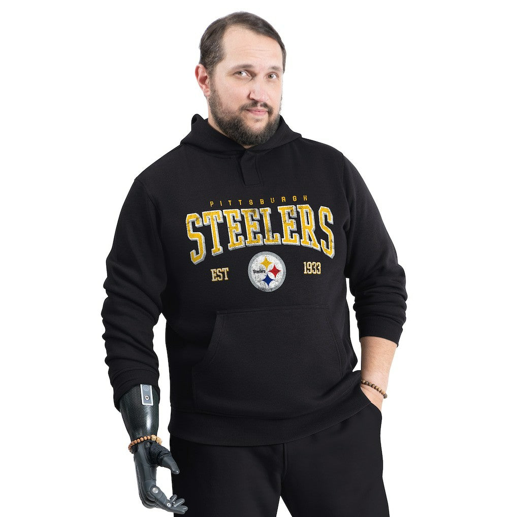 Pittsburgh Steelers G-III Sports by Carl Banks Adaptive Team Spirit Graphic Fleece Pullover Hoodie - Black online