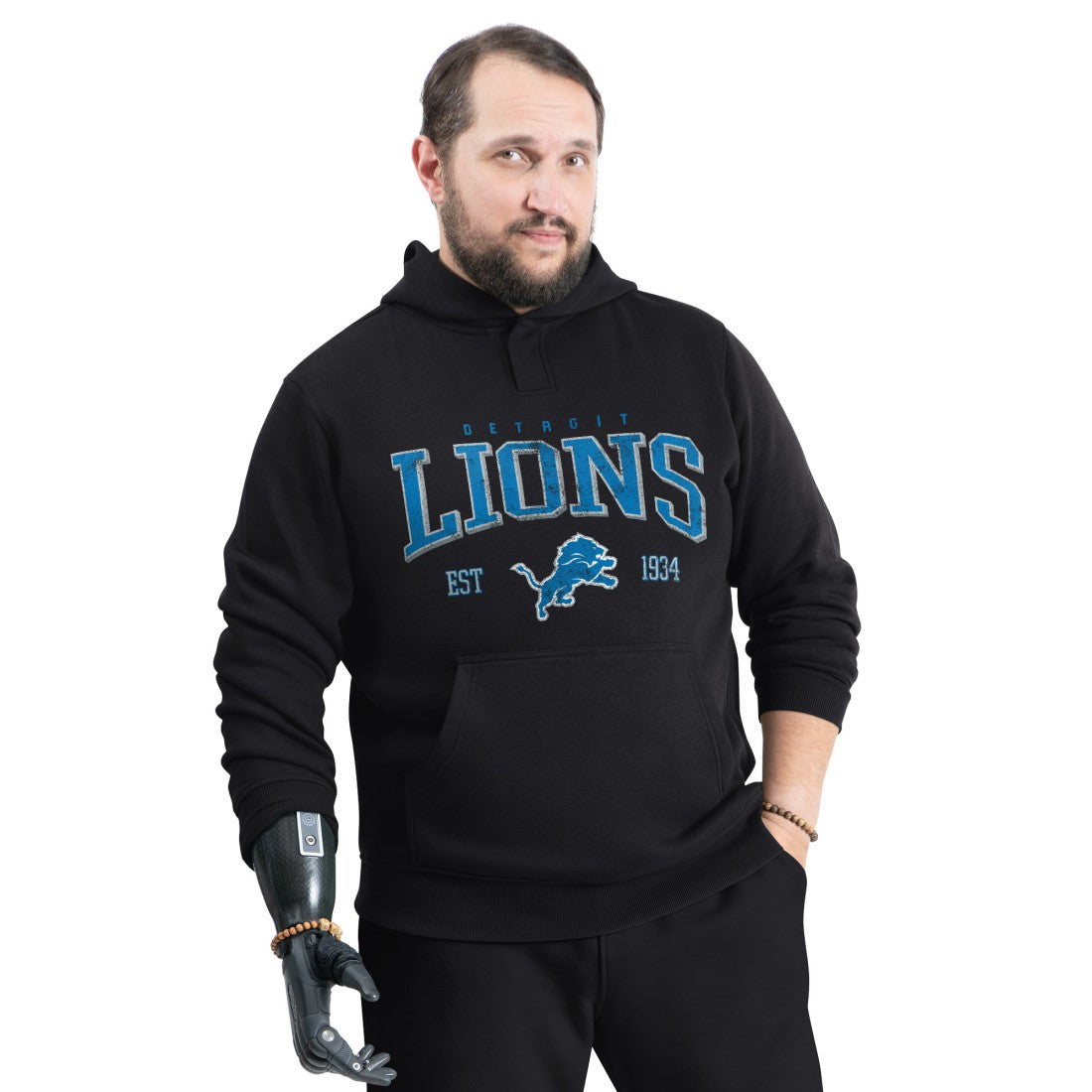 Detroit Lions G-III Sports by Carl Banks Adaptive Team Spirit Graphic Fleece Pullover Hoodie - Black on sale