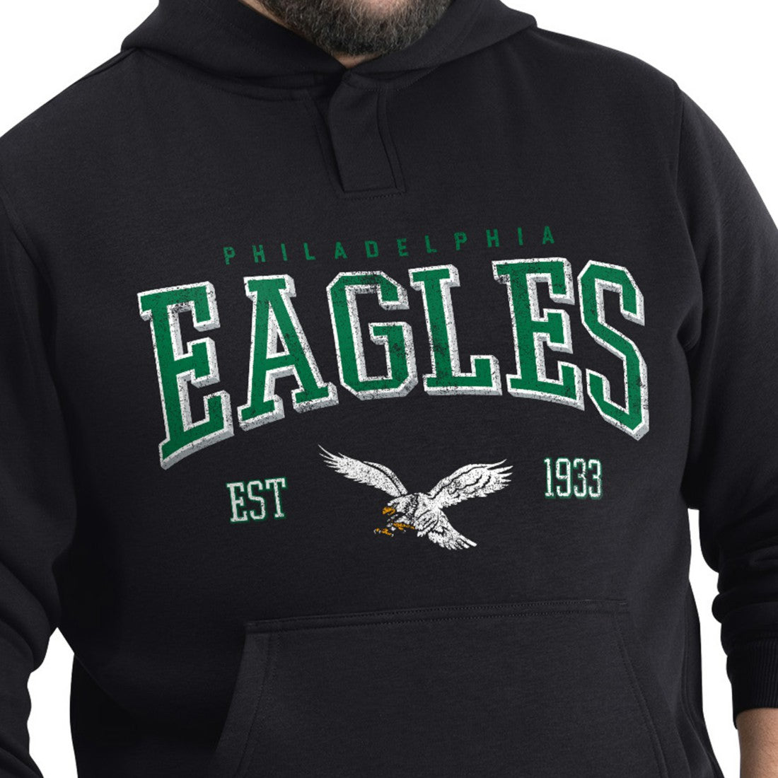 Philadelphia Eagles G-III Sports by Carl Banks Adaptive Team Spirit Graphic Fleece Pullover Hoodie - Black for sale