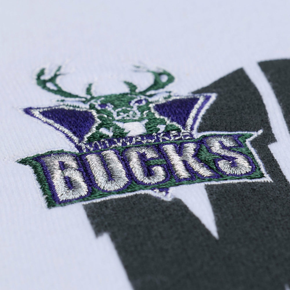 Milwaukee Bucks Women's Lightweight Block Letter Sweatshirt - White | Mitchell & Ness online