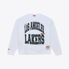 Los Angeles Lakers Women's Lightweight Block Letter Sweatshirt - White | Mitchell & Ness for sale