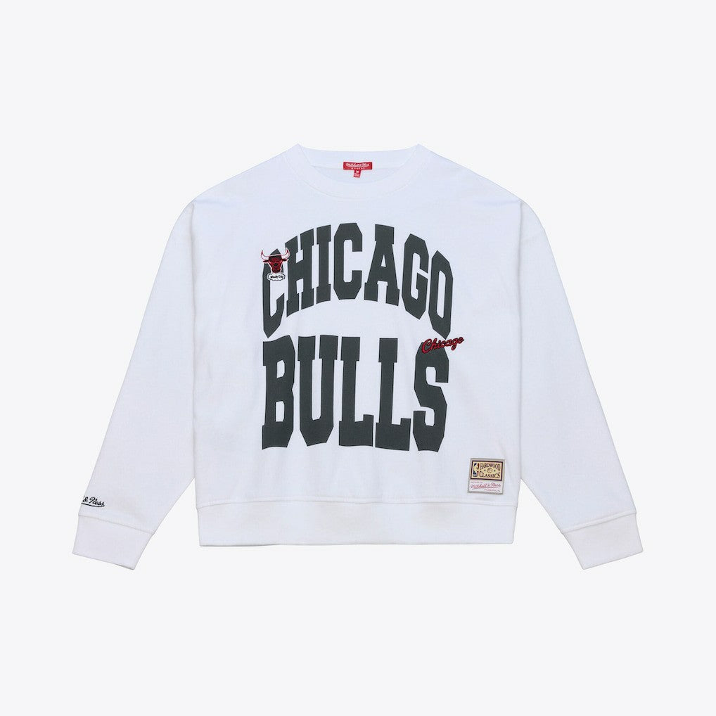 Chicago Bulls Women's Lightweight Block Letter Sweatshirt - White | Mitchell & Ness shop