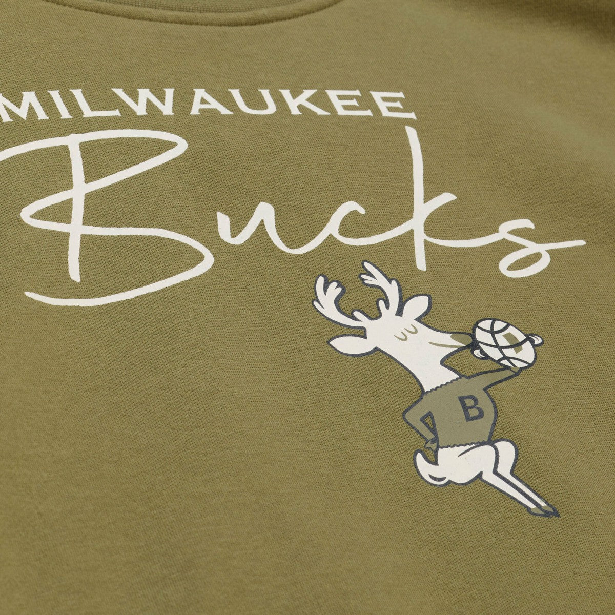 Milwaukee Bucks Women's Lightweight Script Sweatshirt - Olive | Mitchell & Ness sale