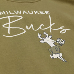 Milwaukee Bucks Women's Lightweight Script Sweatshirt - Olive | Mitchell & Ness sale
