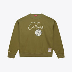 Boston Celtics Women's Lightweight Script Sweatshirt - Olive | Mitchell & Ness shop
