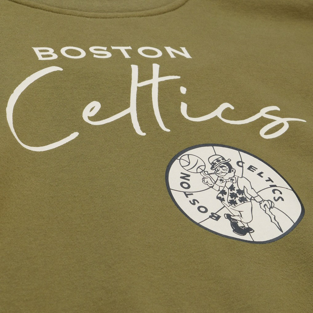 Boston Celtics Women's Lightweight Script Sweatshirt - Olive | Mitchell & Ness shop