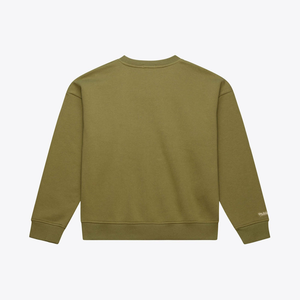 Los Angeles Lakers Women's Lightweight Script Sweatshirt - Olive | Mitchell & Ness outlet