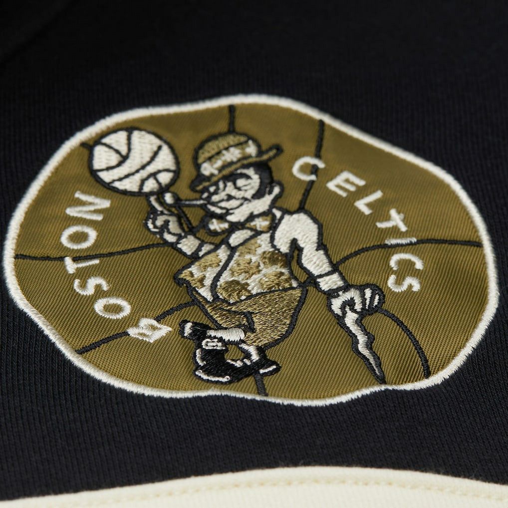 Boston Celtics Double Clutch Head Coach Hoodie - Olive | Mitchell & Ness online