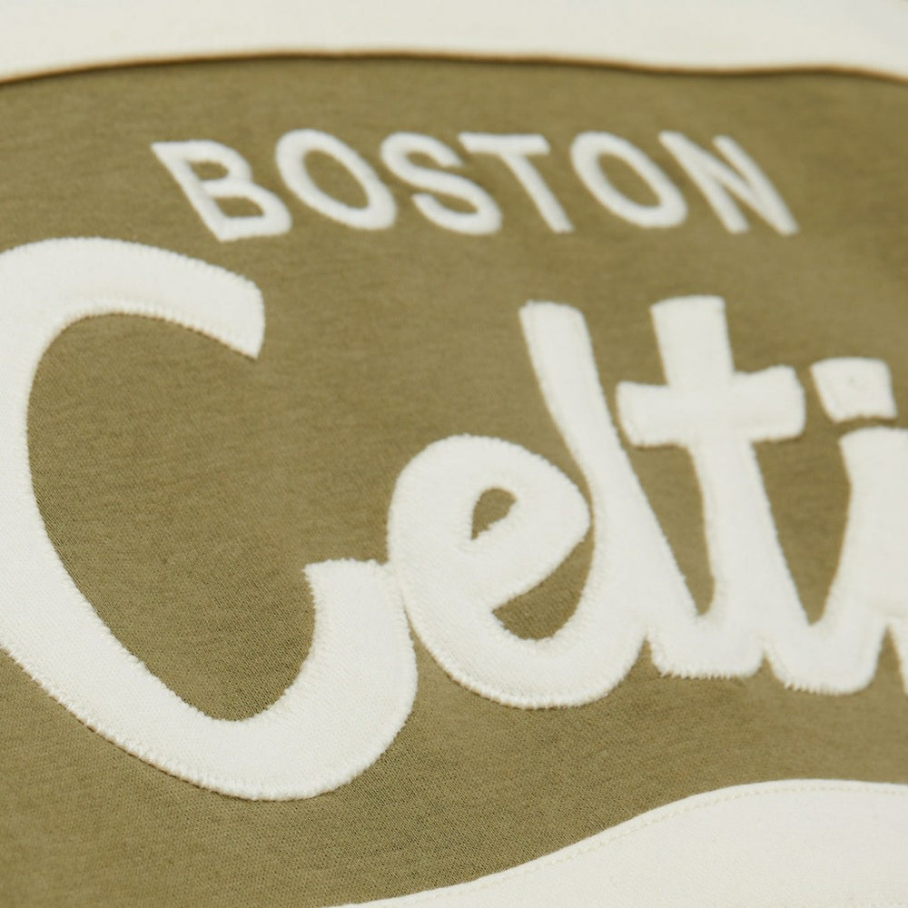 Boston Celtics Double Clutch Head Coach Hoodie - Olive | Mitchell & Ness online