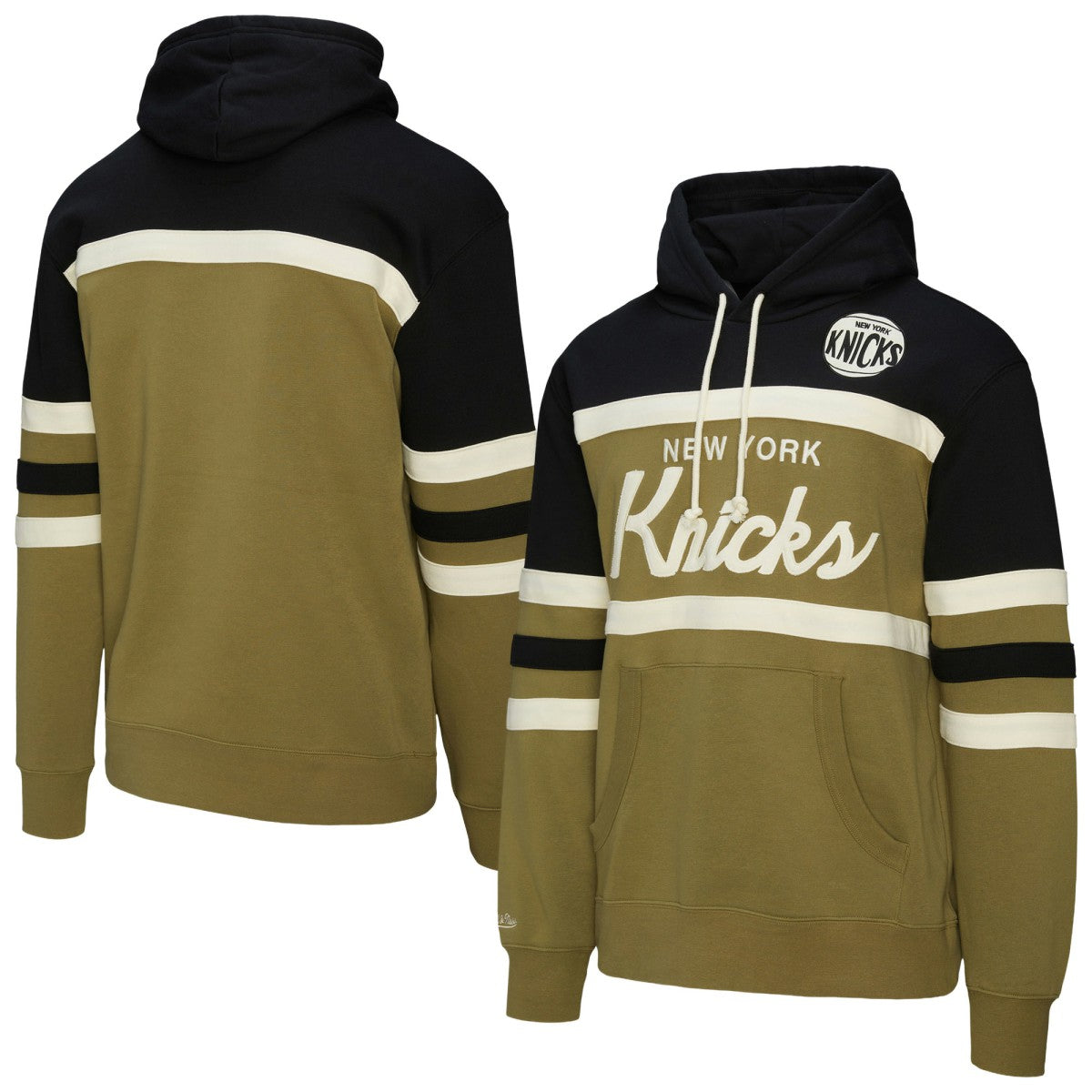 New York Knicks Double Clutch Head Coach Hoodie - Olive/Black | Mitchell & Ness sale