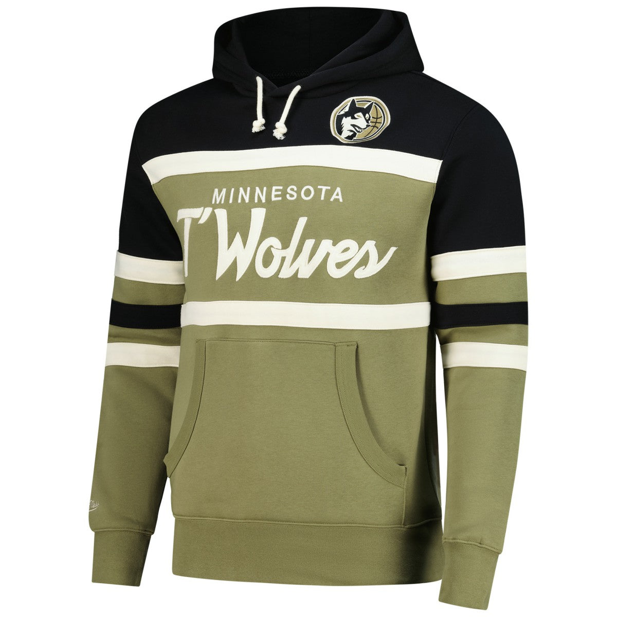 Minnesota Timberwolves Double Clutch Head Coach Hoodie - Olive/Black | Mitchell & Ness shop
