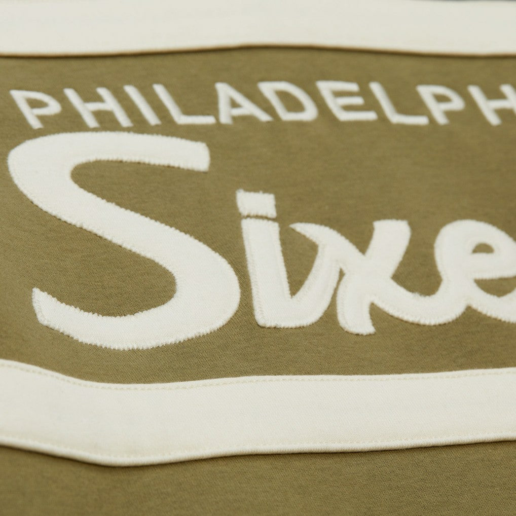 Philadelphia 76ers Double Clutch Head Coach Hoodie - Olive | Mitchell & Ness on sale