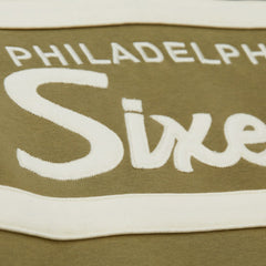 Philadelphia 76ers Double Clutch Head Coach Hoodie - Olive | Mitchell & Ness on sale