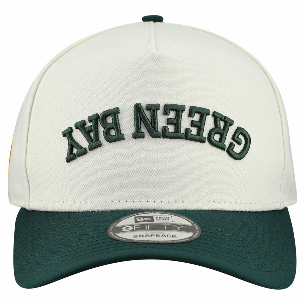 Green Bay Packers New Era Upside Down 9FIFTY A-Frame Snapback Hat - Cream outlet