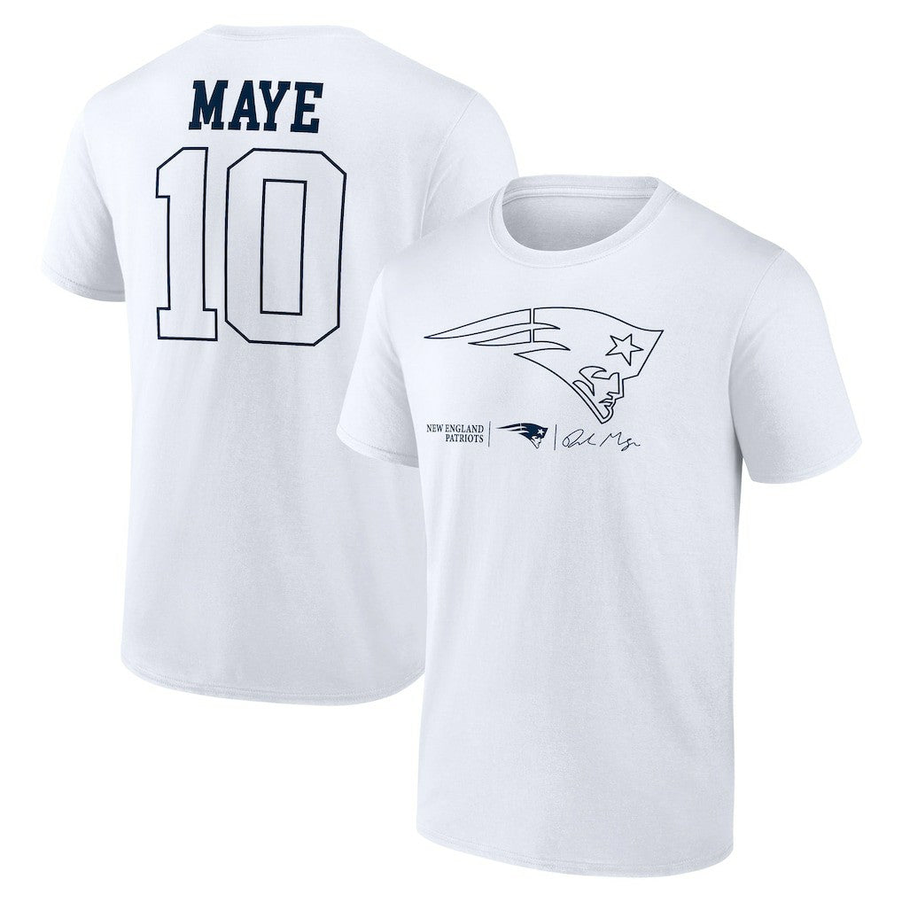 Drake Maye New England Patriots Outline Player T-Shirt - White sale