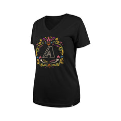 Arizona Diamondbacks Women's Día de los Muertos V-Neck T-Shirt - Black | New Era