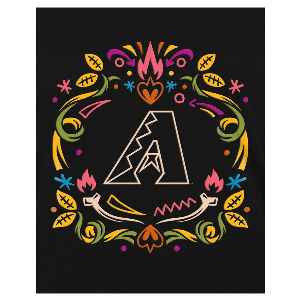 Arizona Diamondbacks Women's Día de los Muertos V-Neck T-Shirt - Black | New Era