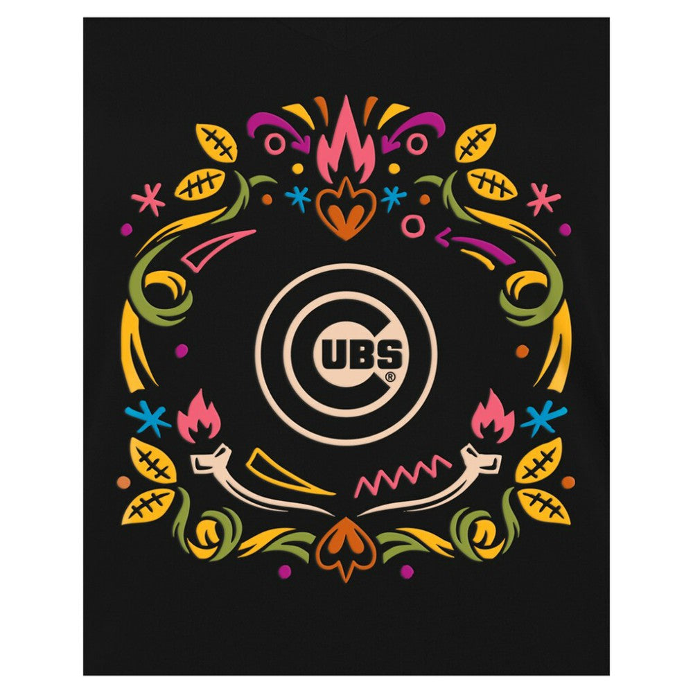 Chicago Cubs Women's Día de los Muertos V-Neck T-Shirt - Black | New Era