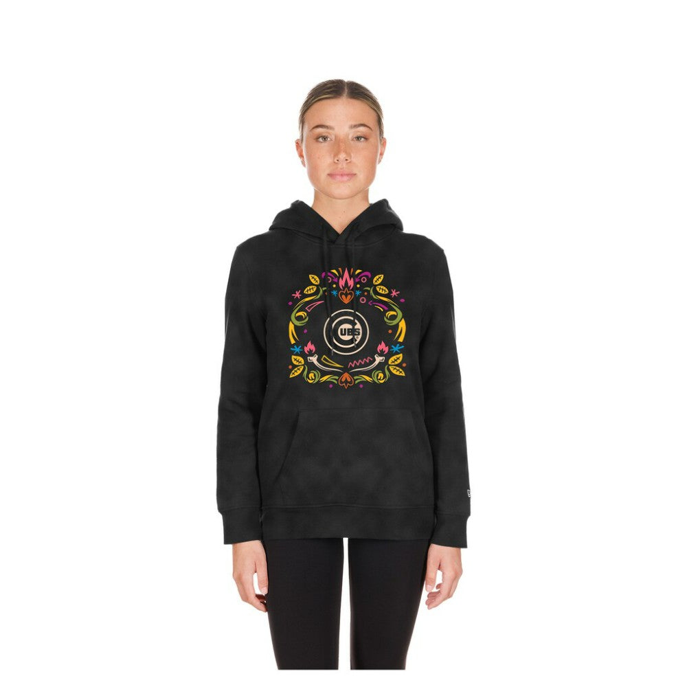 Chicago Cubs Women's Día de Muertos Mineral Wash Hoodie Sweatshirt - Black | New Era